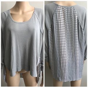 Splendid long sleeve shirt gray back prints Sz XL